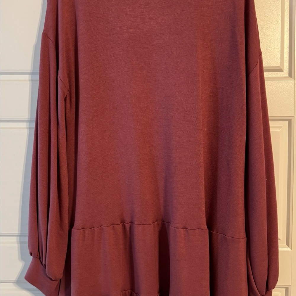 Wonderly Light Maroon Long Sleeve Tiered Knit Dress